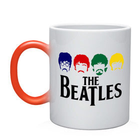Кружка хамелеон с принтом The Beatles 3 в Петрозаводске, керамика | меняет цвет при нагревании, емкость 330 мл | Тематика изображения на принте: beatles | harrison | lennon | mccartmey | starr | битлз