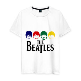 Мужская футболка хлопок с принтом The Beatles 3 в Петрозаводске, 100% хлопок | прямой крой, круглый вырез горловины, длина до линии бедер, слегка спущенное плечо. | beatles | harrison | lennon | mccartmey | starr | битлз