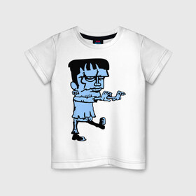 Детская футболка хлопок с принтом Монстр Франкенштейна в Петрозаводске, 100% хлопок | круглый вырез горловины, полуприлегающий силуэт, длина до линии бедер | зомби