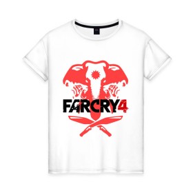 Женская футболка хлопок с принтом Far Cry 4 (1) в Петрозаводске, 100% хлопок | прямой крой, круглый вырез горловины, длина до линии бедер, слегка спущенное плечо | cry | far | far cry | ubisoft | край | фар | фаркрай | юбисофт