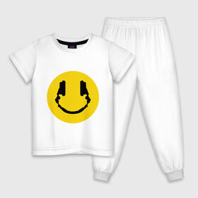 Детская пижама хлопок с принтом Smile Music в Петрозаводске, 100% хлопок |  брюки и футболка прямого кроя, без карманов, на брюках мягкая резинка на поясе и по низу штанин
 | music | smile | смайл наушники