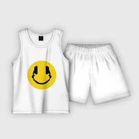 Детская пижама с шортами хлопок с принтом Smile Music в Петрозаводске,  |  | music | smile | смайл наушники