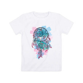 Детская футболка хлопок с принтом Ловец снов в Петрозаводске, 100% хлопок | круглый вырез горловины, полуприлегающий силуэт, длина до линии бедер | амулет | ловец снов | оберег | перо | перья | сон