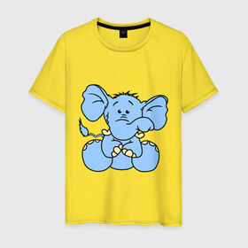 Мужская футболка хлопок с принтом Слонёнок в Петрозаводске, 100% хлопок | прямой крой, круглый вырез горловины, длина до линии бедер, слегка спущенное плечо. | 