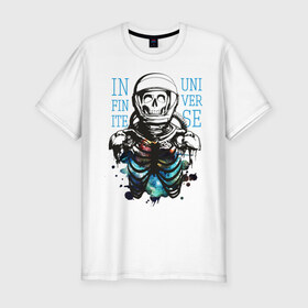 Мужская футболка премиум с принтом Бесконечный космос в Петрозаводске, 92% хлопок, 8% лайкра | приталенный силуэт, круглый вырез ворота, длина до линии бедра, короткий рукав | infinite | interstellar | space | univers | астронавт | бесконечный космос | вселенная | интерстеллар | космонавт