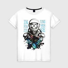 Женская футболка хлопок с принтом Бесконечный космос в Петрозаводске, 100% хлопок | прямой крой, круглый вырез горловины, длина до линии бедер, слегка спущенное плечо | infinite | interstellar | space | univers | астронавт | бесконечный космос | вселенная | интерстеллар | космонавт