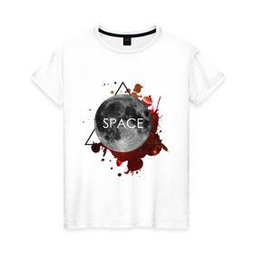 Женская футболка хлопок с принтом Планета в Петрозаводске, 100% хлопок | прямой крой, круглый вырез горловины, длина до линии бедер, слегка спущенное плечо | Тематика изображения на принте: infinite | interstellar | space | univers | астронавт | вселенная | интерстеллар | космонавт | луна | планета