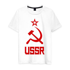 Мужская футболка хлопок с принтом СССР - великая держава в Петрозаводске, 100% хлопок | прямой крой, круглый вырез горловины, длина до линии бедер, слегка спущенное плечо. | ussr | патриот | россия | ссср | страна советов