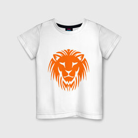 Детская футболка хлопок с принтом Лев - это сила и власть в Петрозаводске, 100% хлопок | круглый вырез горловины, полуприлегающий силуэт, длина до линии бедер | власть | голова | лев | сила | царь зверей
