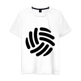 Мужская футболка хлопок с принтом Волейбольный мячик в Петрозаводске, 100% хлопок | прямой крой, круглый вырез горловины, длина до линии бедер, слегка спущенное плечо. | волейбол