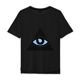 Мужская футболка хлопок Oversize с принтом Всевидящее око (глаз в треугольнике) в Петрозаводске, 100% хлопок | свободный крой, круглый ворот, “спинка” длиннее передней части | иллюминаты