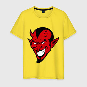 Мужская футболка хлопок с принтом Злобный демон в Петрозаводске, 100% хлопок | прямой крой, круглый вырез горловины, длина до линии бедер, слегка спущенное плечо. | демон | дьявол | зло | злобный | сатана | черт