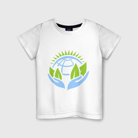 Детская футболка хлопок с принтом Планету нужно беречь в Петрозаводске, 100% хлопок | круглый вырез горловины, полуприлегающий силуэт, длина до линии бедер | green peace | гринпис | забота | охрана | планета | природа