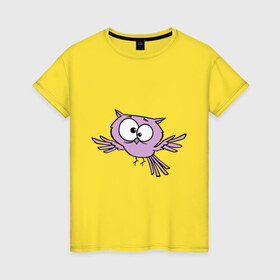 Женская футболка хлопок с принтом Сумасшедшая сова в Петрозаводске, 100% хлопок | прямой крой, круглый вырез горловины, длина до линии бедер, слегка спущенное плечо | 
