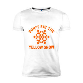 Мужская футболка премиум с принтом Don`t eat the yelow snow в Петрозаводске, 92% хлопок, 8% лайкра | приталенный силуэт, круглый вырез ворота, длина до линии бедра, короткий рукав | Тематика изображения на принте: dont eat | snow | yellow | желтый снег | не ешь | снег