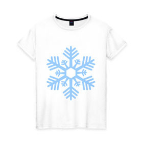 Женская футболка хлопок с принтом Новогодняя снежинка в Петрозаводске, 100% хлопок | прямой крой, круглый вырез горловины, длина до линии бедер, слегка спущенное плечо | 2015 | new year | зима | новый год | снежинка