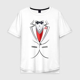 Мужская футболка хлопок Oversize с принтом Костюм жениха в Петрозаводске, 100% хлопок | свободный крой, круглый ворот, “спинка” длиннее передней части | бабочка