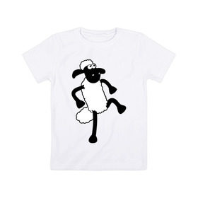 Детская футболка хлопок с принтом Овечка танцует в Петрозаводске, 100% хлопок | круглый вырез горловины, полуприлегающий силуэт, длина до линии бедер | 2015 | new year | новый год | овечка | овца | символ