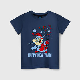 Детская футболка хлопок с принтом Салют - хлопушка в Петрозаводске, 100% хлопок | круглый вырез горловины, полуприлегающий силуэт, длина до линии бедер | new year | дед мороз | новый год | салют | хлопушка