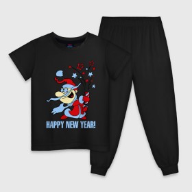 Детская пижама хлопок с принтом Салют - хлопушка в Петрозаводске, 100% хлопок |  брюки и футболка прямого кроя, без карманов, на брюках мягкая резинка на поясе и по низу штанин
 | new year | дед мороз | новый год | салют | хлопушка