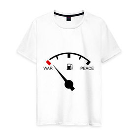 Мужская футболка хлопок с принтом War and peace в Петрозаводске, 100% хлопок | прямой крой, круглый вырез горловины, длина до линии бедер, слегка спущенное плечо. | peace | war | война | мир | скорость