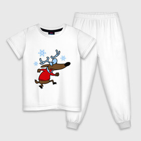 Детская пижама хлопок с принтом Новогодний олень в Петрозаводске, 100% хлопок |  брюки и футболка прямого кроя, без карманов, на брюках мягкая резинка на поясе и по низу штанин
 | 2015 | new year | новый год | олень | снег