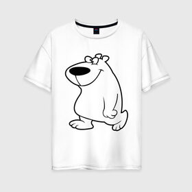 Женская футболка хлопок Oversize с принтом Веселый белый медведь в Петрозаводске, 100% хлопок | свободный крой, круглый ворот, спущенный рукав, длина до линии бедер
 | new year | белый | медведь | северный полюс