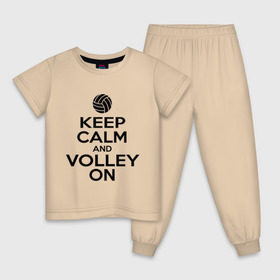 Детская пижама хлопок с принтом Keep calm and volley on в Петрозаводске, 100% хлопок |  брюки и футболка прямого кроя, без карманов, на брюках мягкая резинка на поясе и по низу штанин
 | волейбол