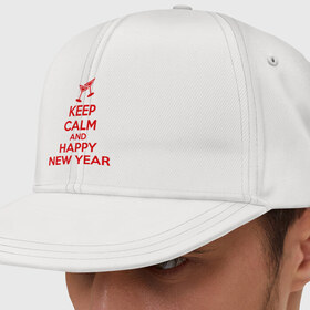 Кепка снепбек с прямым козырьком с принтом Keep calm and happy new year в Петрозаводске, хлопок 100% |  | keep calm | new year | новый год | сохраняй спокойствие