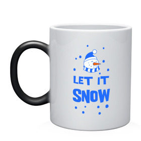 Кружка хамелеон с принтом Снеговик Let it snow в Петрозаводске, керамика | меняет цвет при нагревании, емкость 330 мл | cнеговик | let it snow | зима | новый год | снег