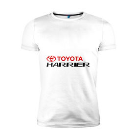Мужская футболка премиум с принтом Toyota Harrier в Петрозаводске, 92% хлопок, 8% лайкра | приталенный силуэт, круглый вырез ворота, длина до линии бедра, короткий рукав | Тематика изображения на принте: harrier | toyota | тойота | харриер
