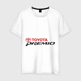 Мужская футболка хлопок с принтом Toyota Premio в Петрозаводске, 100% хлопок | прямой крой, круглый вырез горловины, длина до линии бедер, слегка спущенное плечо. | premio | toyota | премио | тойота