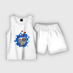 Детская пижама с шортами хлопок с принтом Minecraft sheep в Петрозаводске,  |  | 2015 | minecraft | бараны | животные | майнкрафт | овечки | приколы | символ года | ягнята