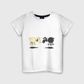 Детская футболка хлопок с принтом Прыгающие овечки в Петрозаводске, 100% хлопок | круглый вырез горловины, полуприлегающий силуэт, длина до линии бедер | 2015 | бараны | животные | овечки | приколы | символ года | ягнята