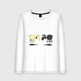 Женский лонгслив хлопок с принтом Прыгающие овечки в Петрозаводске, 100% хлопок |  | 2015 | бараны | животные | овечки | приколы | символ года | ягнята
