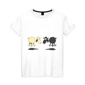 Женская футболка хлопок с принтом Прыгающие овечки в Петрозаводске, 100% хлопок | прямой крой, круглый вырез горловины, длина до линии бедер, слегка спущенное плечо | 2015 | бараны | животные | овечки | приколы | символ года | ягнята