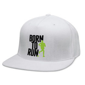 Кепка снепбек с прямым козырьком с принтом Рожден для бега в Петрозаводске, хлопок 100% |  | born to run | run | бегать | рожден | рожден бежать