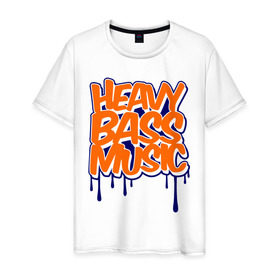 Мужская футболка хлопок с принтом Heavy bass music в Петрозаводске, 100% хлопок | прямой крой, круглый вырез горловины, длина до линии бедер, слегка спущенное плечо. | 