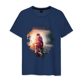 Мужская футболка хлопок с принтом Interstellar в Петрозаводске, 100% хлопок | прямой крой, круглый вырез горловины, длина до линии бедер, слегка спущенное плечо. | Тематика изображения на принте: interstellar | интерстеллар | космонавт | космос