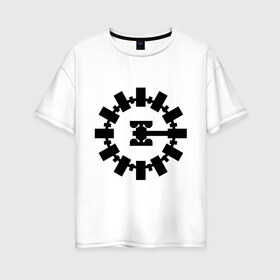 Женская футболка хлопок Oversize с принтом Interstellar в Петрозаводске, 100% хлопок | свободный крой, круглый ворот, спущенный рукав, длина до линии бедер
 | interstellar | интерстеллар | космонавт | космос | эмблема