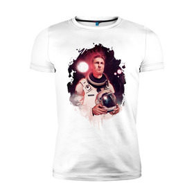 Мужская футболка премиум с принтом Interstellar в Петрозаводске, 92% хлопок, 8% лайкра | приталенный силуэт, круглый вырез ворота, длина до линии бедра, короткий рукав | interstellar | интерстеллар | космонавт | космос