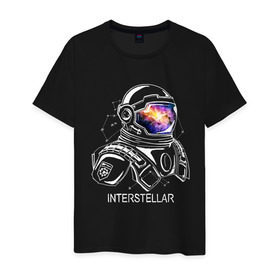 Мужская футболка хлопок с принтом Космонавт в Петрозаводске, 100% хлопок | прямой крой, круглый вырез горловины, длина до линии бедер, слегка спущенное плечо. | interstellar | интерстеллар | космонавт | космос