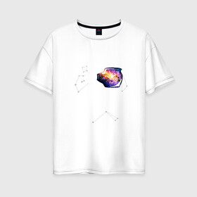 Женская футболка хлопок Oversize с принтом Космонавт в Петрозаводске, 100% хлопок | свободный крой, круглый ворот, спущенный рукав, длина до линии бедер
 | interstellar | интерстеллар | космонавт | космос