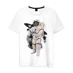 Мужская футболка хлопок с принтом Сова космонавт в Петрозаводске, 100% хлопок | прямой крой, круглый вырез горловины, длина до линии бедер, слегка спущенное плечо. | сова