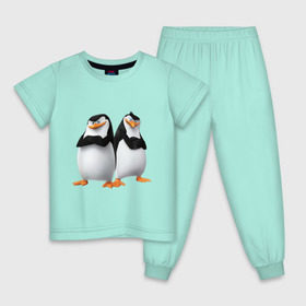 Детская пижама хлопок с принтом Пингвины Мадагаскара в Петрозаводске, 100% хлопок |  брюки и футболка прямого кроя, без карманов, на брюках мягкая резинка на поясе и по низу штанин
 | мадагаскар | мультик | пингвины