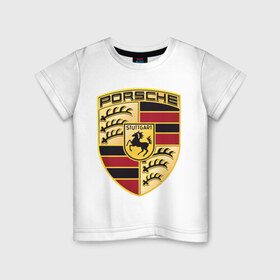 Детская футболка хлопок с принтом Porsche в Петрозаводске, 100% хлопок | круглый вырез горловины, полуприлегающий силуэт, длина до линии бедер | porsche