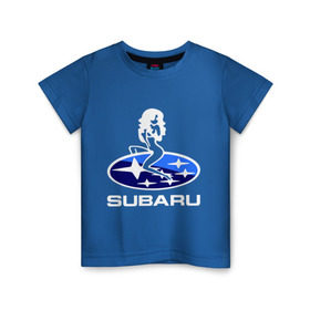 Детская футболка хлопок с принтом Subaru в Петрозаводске, 100% хлопок | круглый вырез горловины, полуприлегающий силуэт, длина до линии бедер | subaru | субару