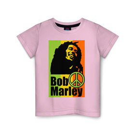 Детская футболка хлопок с принтом Bob Marley в Петрозаводске, 100% хлопок | круглый вырез горловины, полуприлегающий силуэт, длина до линии бедер | Тематика изображения на принте: bob marley | боб марли