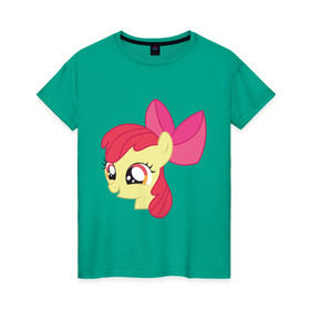 Женская футболка хлопок с принтом Пони Эппл Блум в Петрозаводске, 100% хлопок | прямой крой, круглый вырез горловины, длина до линии бедер, слегка спущенное плечо | my little pony | блум | мой маленький пони | пони | эппл блум