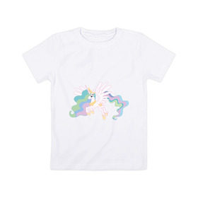 Детская футболка хлопок с принтом Принцесса Селестия в Петрозаводске, 100% хлопок | круглый вырез горловины, полуприлегающий силуэт, длина до линии бедер | my little pony | мой маленький пони | пони | селестия